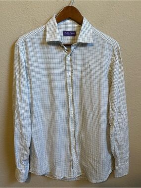 Ralph Lauren Purple Label Men’s Tattersall Twill Check Button Up Shirt